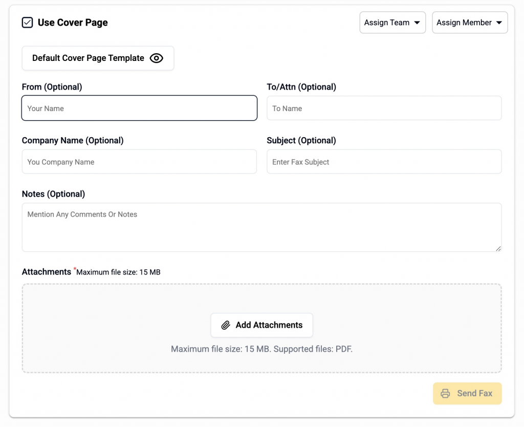 Emitrr fax cover page